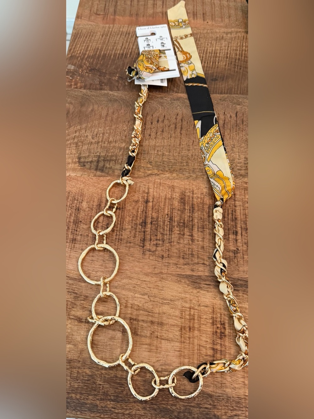 House of Harlow 1960 Interlocking Gold Chain-Link Scarf Belt NWT